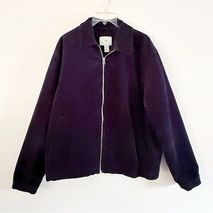 H&M Men Corduroy Zipper Bomber Jacket XL Navy Dark Academia Preppy Ivy League